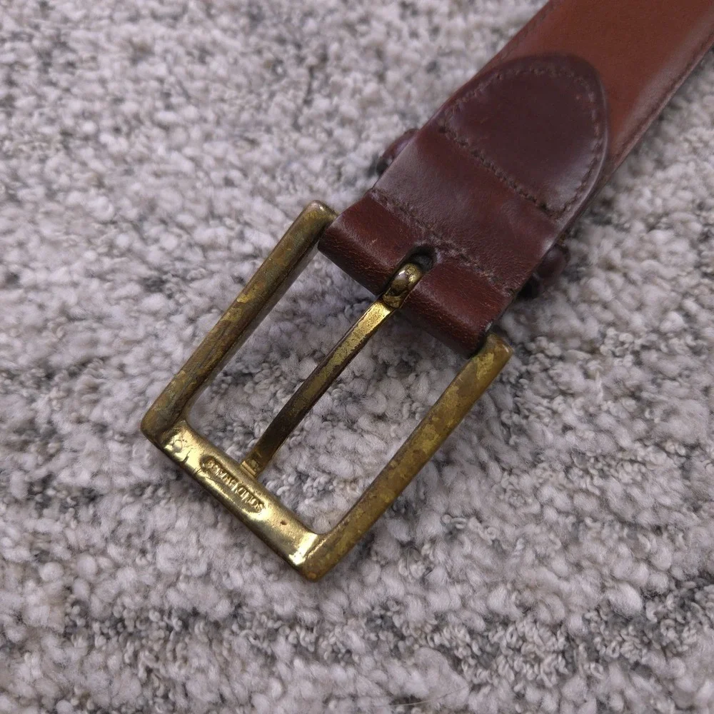 Johnston Murphy Belt Men Size 38 Aniline Kipskin Shoulders Leather Brown Black